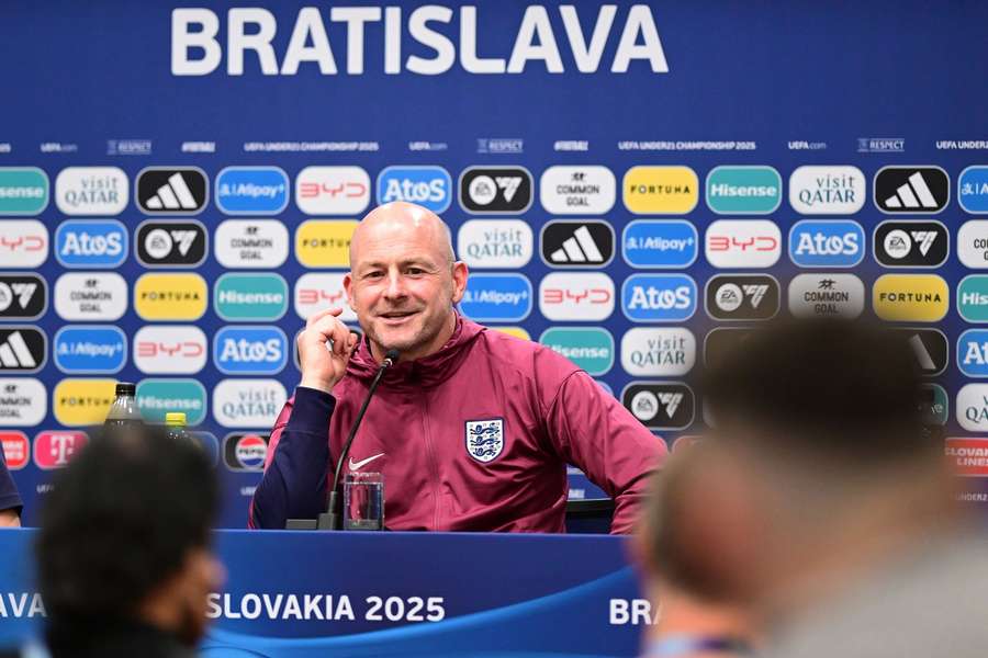 Lee Carsley during a press conference at the National Football Stadium prior to the U21 European Championship semi-final