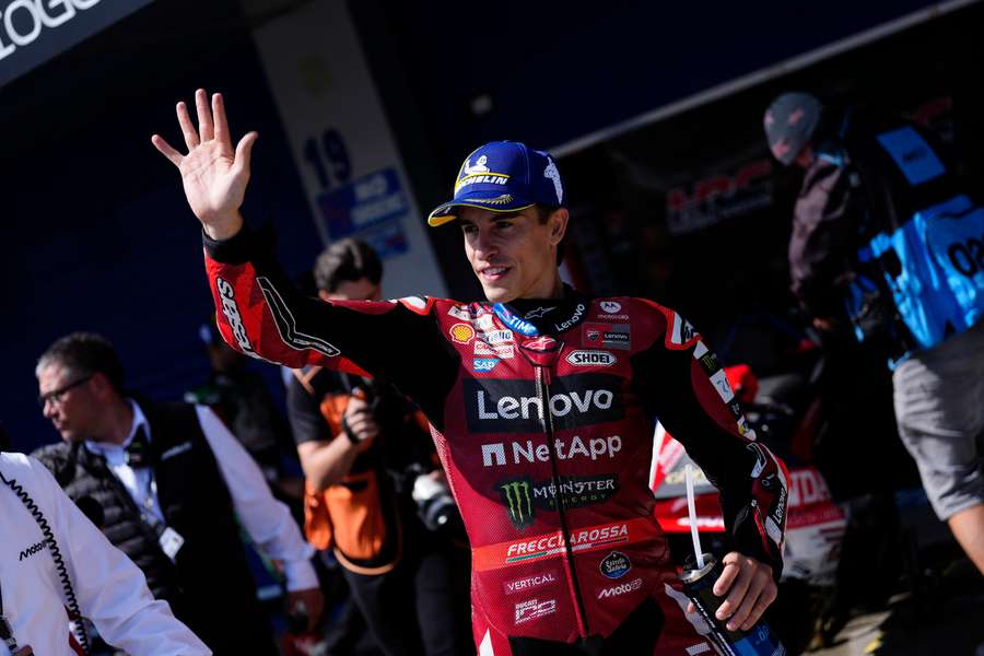 Marc Marquez celebrates win