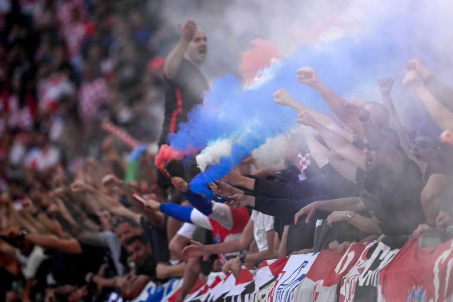 Kroatische fans in de wedstrijd tegen Albanië