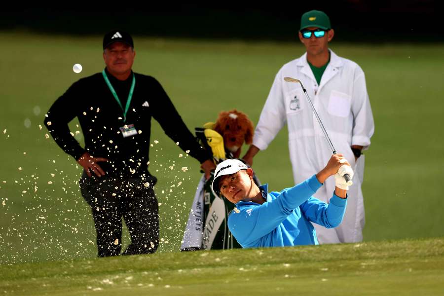 Morikawa during a practice round at Augusta on Monday