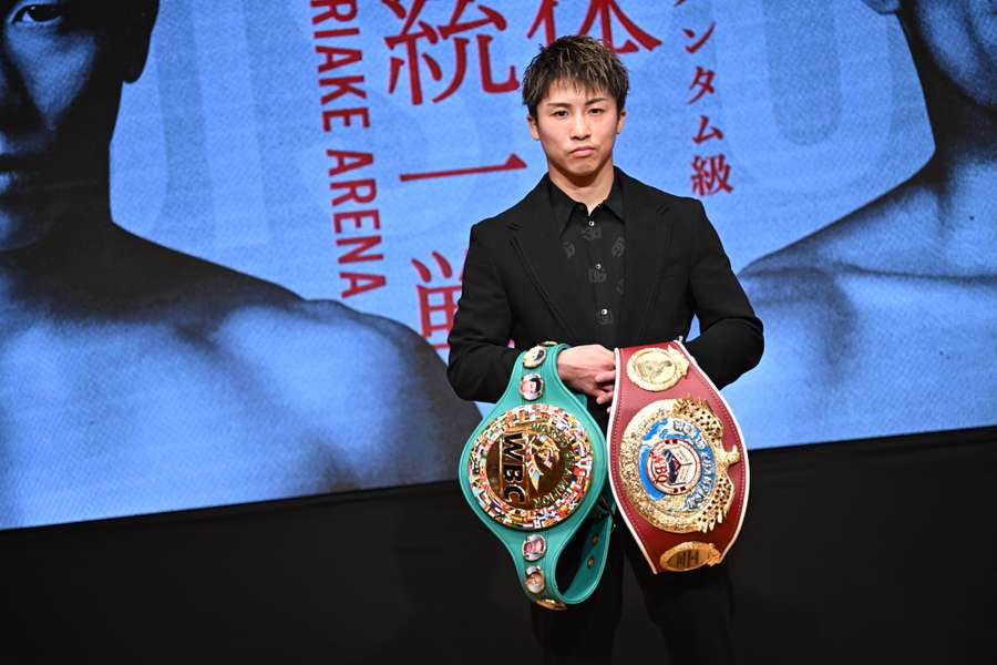 Japan's Naoya Inoue poses for photographs after a press conference to announce his next boxing bout 