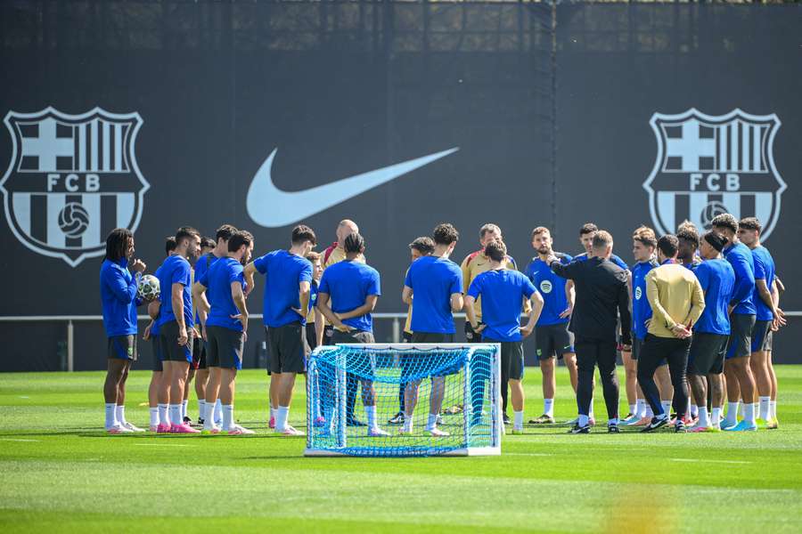 Le FC Barcelone à l'entraînement ce mardi.