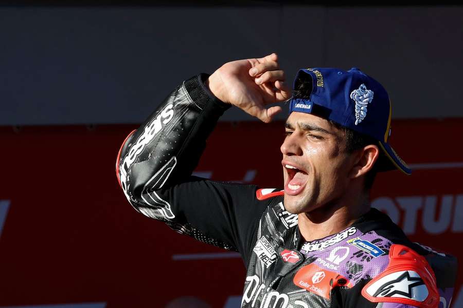 Jorge Martin celebrates his world title victory