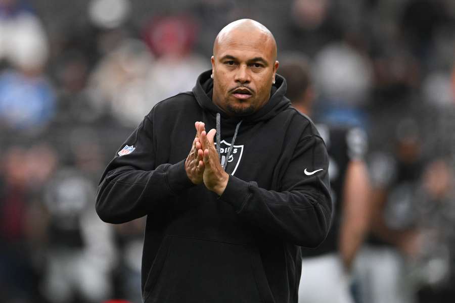 Las Vegas Raiders head coach Antonio Pierce on the field ahead of the team's final game of the 2024 season