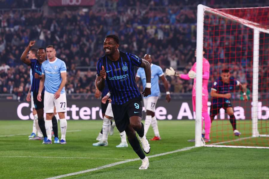 Marcus Thuram celebrates Inter's first goal