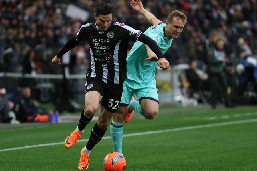 Un'azione di Udinese-Bologna