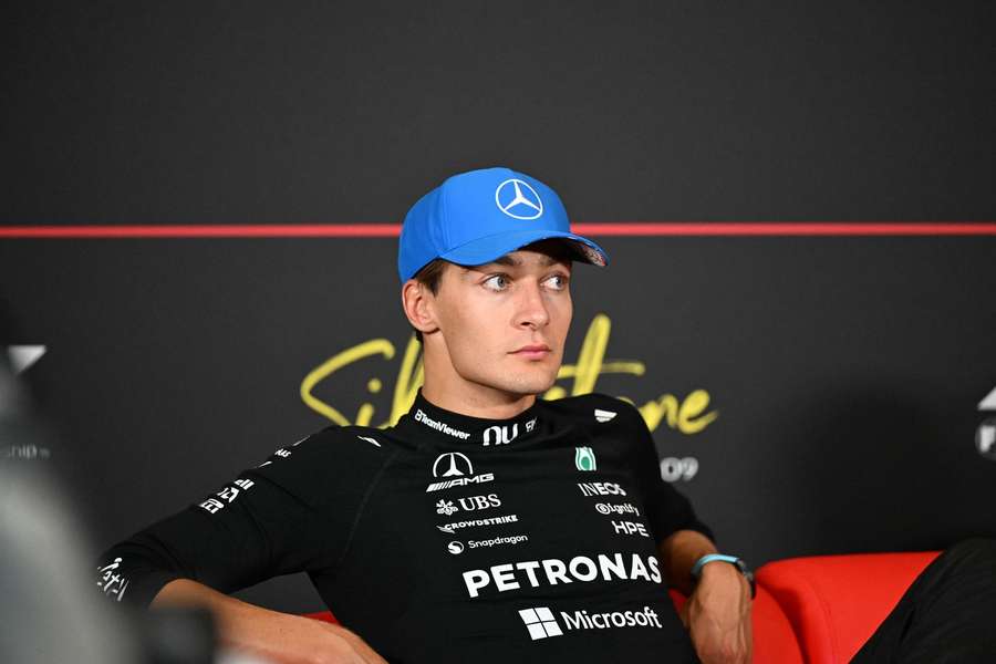 George Russell at the press conference after the British Grand Prix George Russell at the press conference after the British Grand Prix
