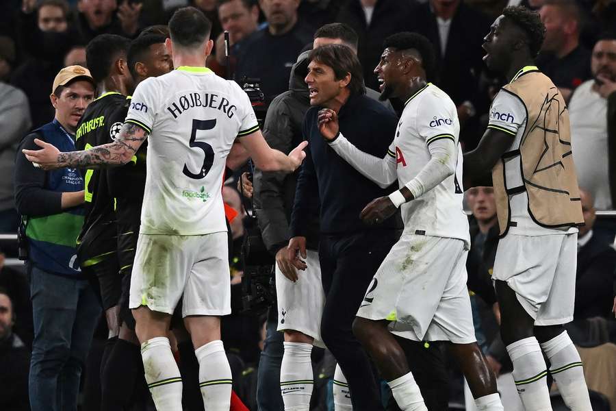 Tottenham Hotspur's Italian head coach Antonio Conte saw red after reacting to his side's disallowed goal