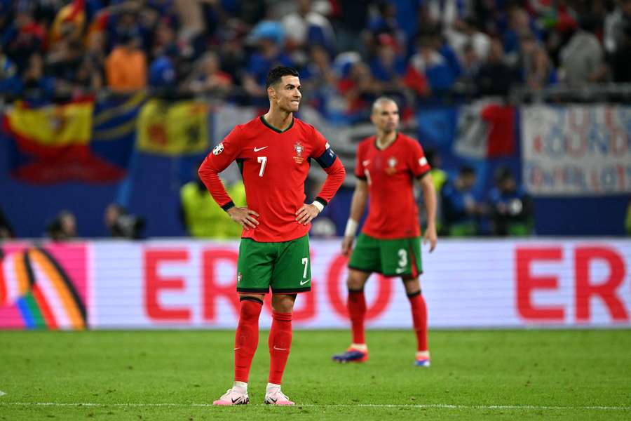 Cristiano Ronaldo looks on during Portugal's Euro 2024 quarter-final against France