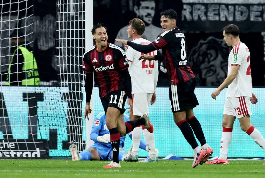 Younes Ebnoutalib of Frankfurt celebrates Younes Ebnoutalib of Frankfurt celebrates