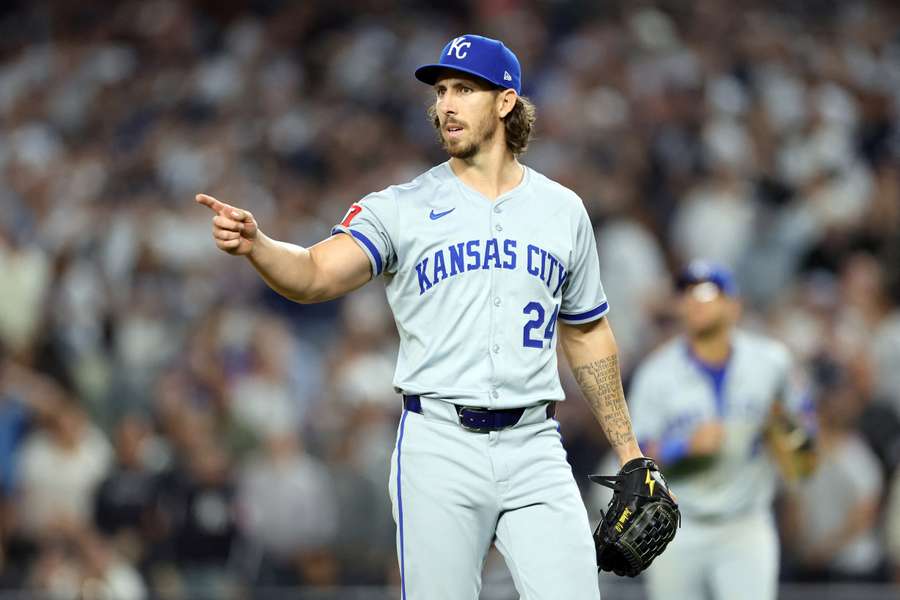 Kansas City Royals pitcher Michael Lorenzen walking off of the mound against the New York Yankees