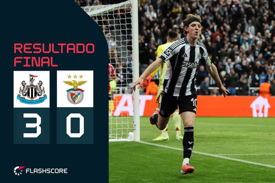 Anthony Gordon fez um golo e uma assistência no triunfo do Newcastle