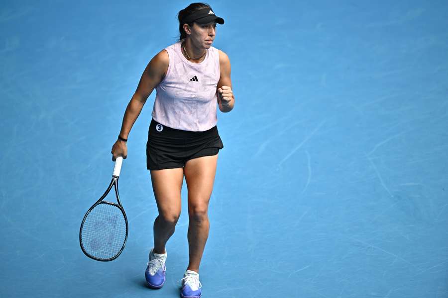 Pegula celebrates her win against Cristian in the Australian Open first round