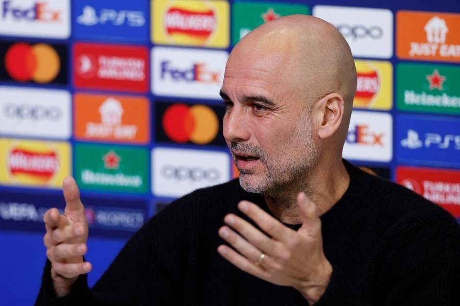 Pep Guardiola speaks to the media ahead of the second leg