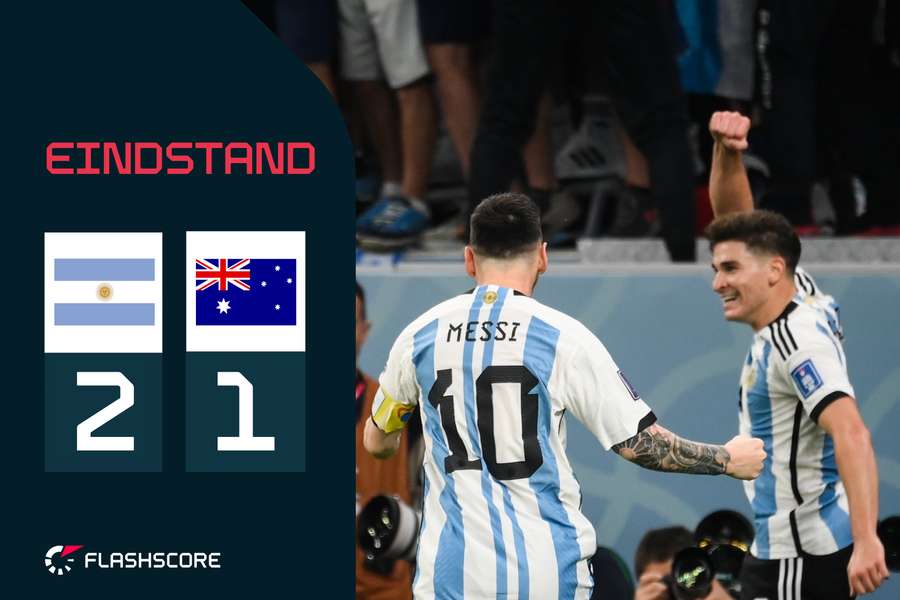 Argentinië wint nipt 2-1 van Australië en is volgende tegenstander van Nederland