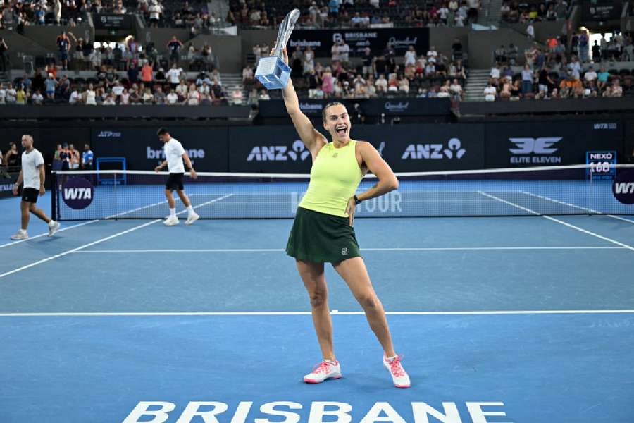 Aryna Sabalenka celebrates Brisbane crown