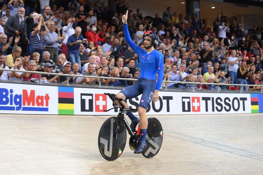 Italy's Ganna at the Track World Cycling Championships