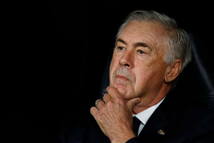 Carlo Ancelotti broods on the Real Madrid bench