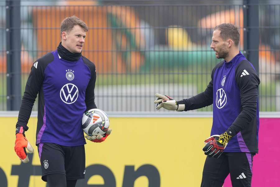 Nübel und Baumann beim Training.