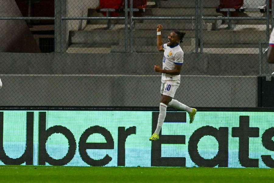 Nkunku celebrates his goal