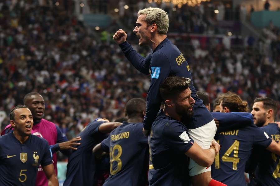 Griezmann celebrates one of France's goals