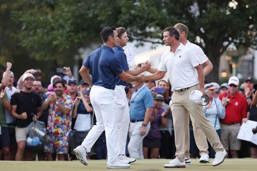 Billy Horschel and Sam Burns of the United States team at Quail Hollow