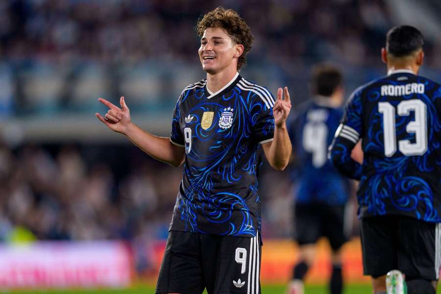 Julian Alvarez celebrates his goal Julian Alvarez celebrates his goal
