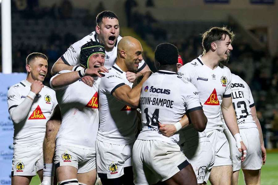 Exeter dominate Newcastle to go third in rugby Premiership