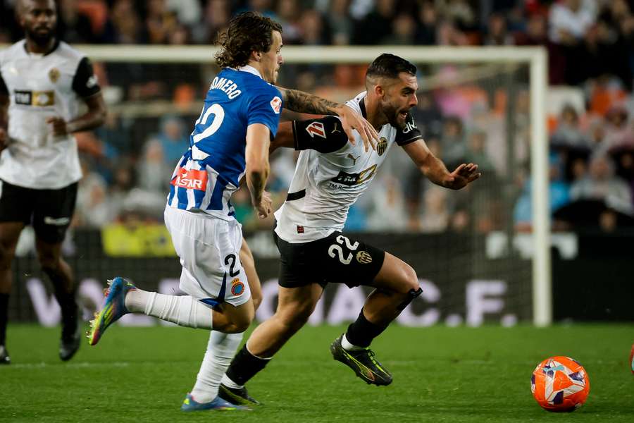 Rioja y Carlos Romero, durante un partido el curso pasado