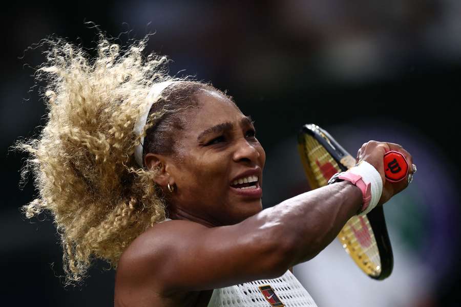 Serena Williams during her Wimbledon match against Maya Joint Serena Williams during her Wimbledon match against Maya Joint