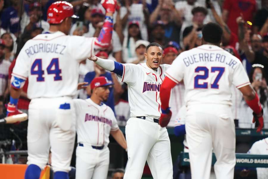 Dominican Republic celebrating one of their home runs during the World Baseball Classic win over South Korea. Dominican Republic celebrating one of their home runs during the World Baseball Classic win over South Korea.