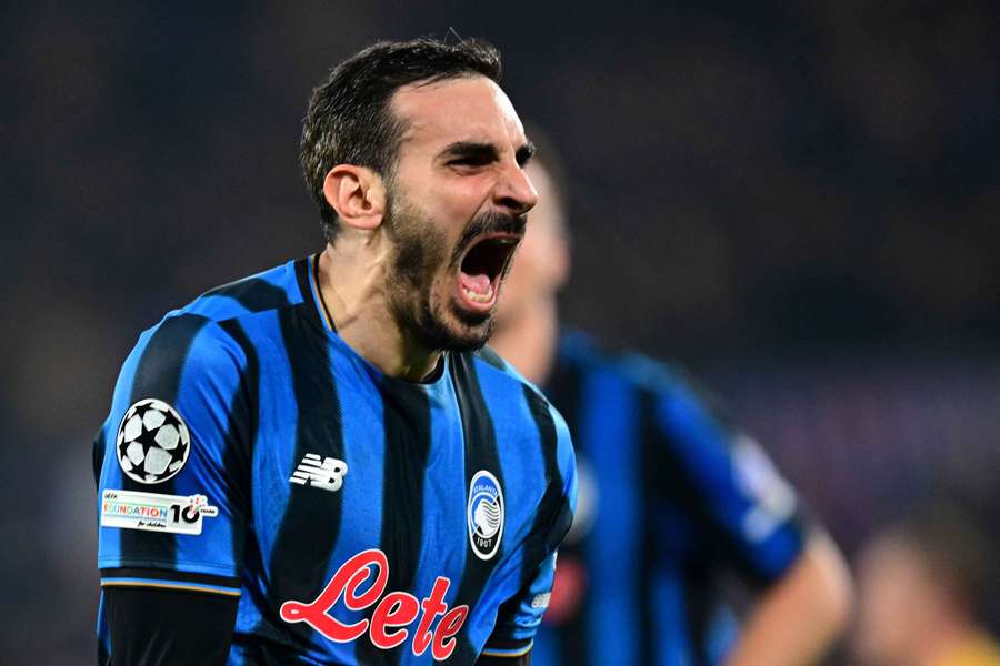 Atalanta's Davide Zappacosta celebrates scoring their second goal