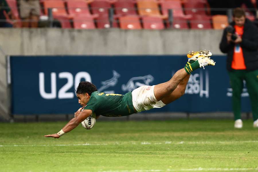 Yaqeen Ahmed scoring a try for South Africa's Under-20s team against Australia in May. Yaqeen Ahmed scoring a try for South Africa's Under-20s team against Australia in May.