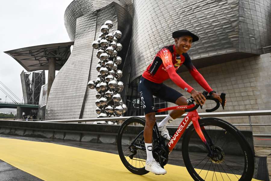 Egan Bernal lors de la présentation officielle des coureurs à Bilbao.