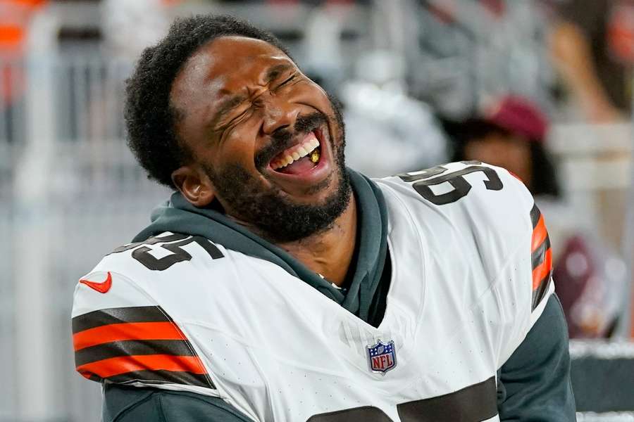 Myles Garrett, mogelijk denkende aan de tackles die hij dit seizoen weer wil verslinden