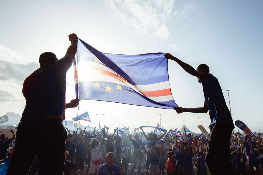 Cape Verde supporters celebrate on the street