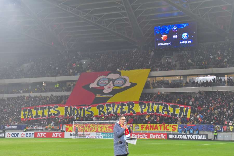 Banderole des supporters du Mans lors du 1/8 de finale de Coupe de France contre le PSG en février dernier