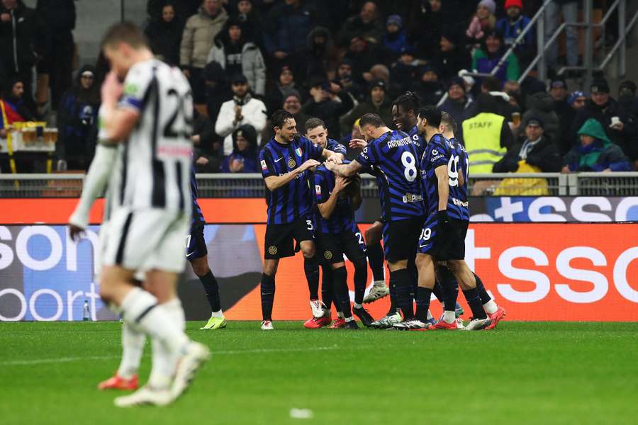 Los nerazzurri celebran uno de sus goles ante el Udinese