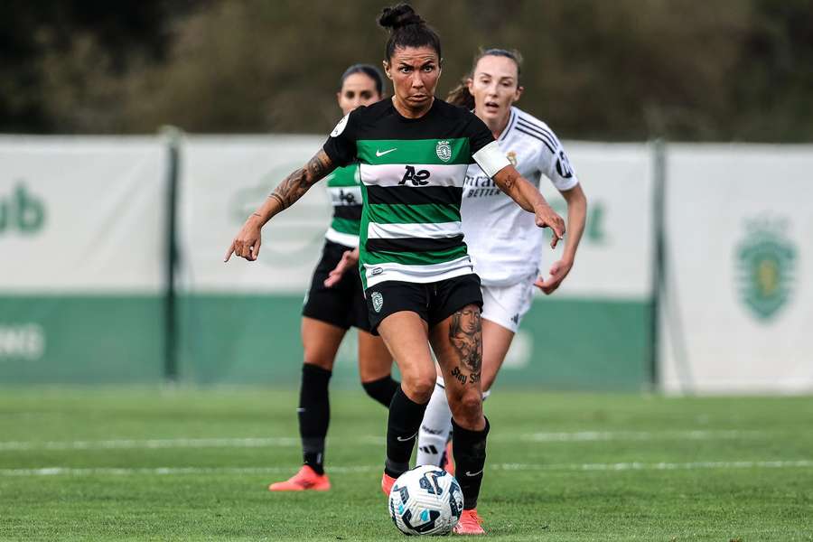 Ana Borges, capitã do Sporting, durante o jogo com o Real Madrid