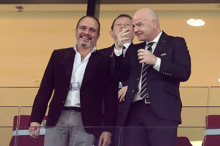 FIFA President Gianni Infantino (right) in the stands FIFA President Gianni Infantino (right) in the stands