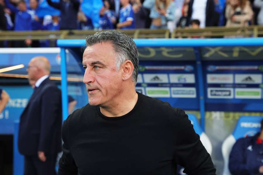 Christophe Galtier voorafgaand aan de wedstrijd tegen Strasbourg op 27 mei