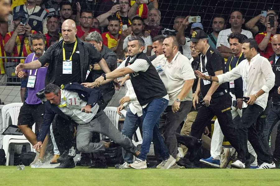 Fenerbahce club president Ali Koc was shoved over