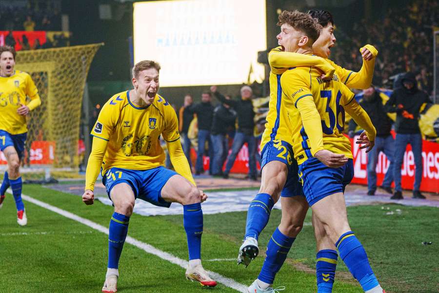 Brondby celebrate their opening goal
