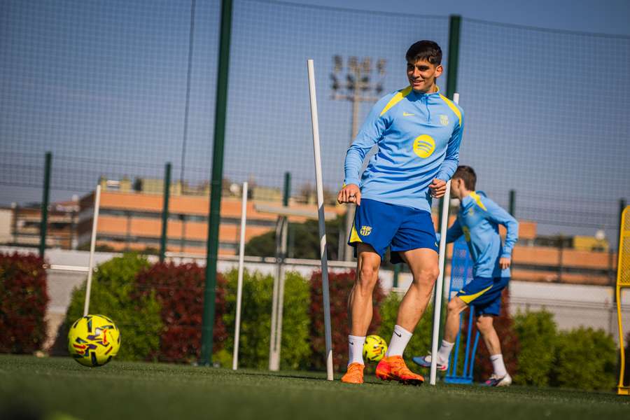 Gerard Martín, entrenando este miércoles 25 de marzo