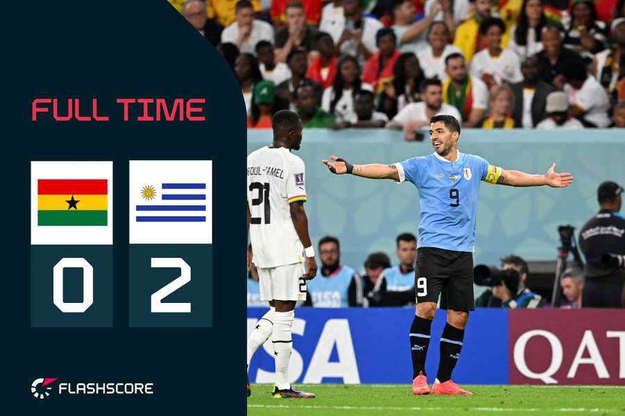 Uruguay won and scored twice but it wasn't enough to progress