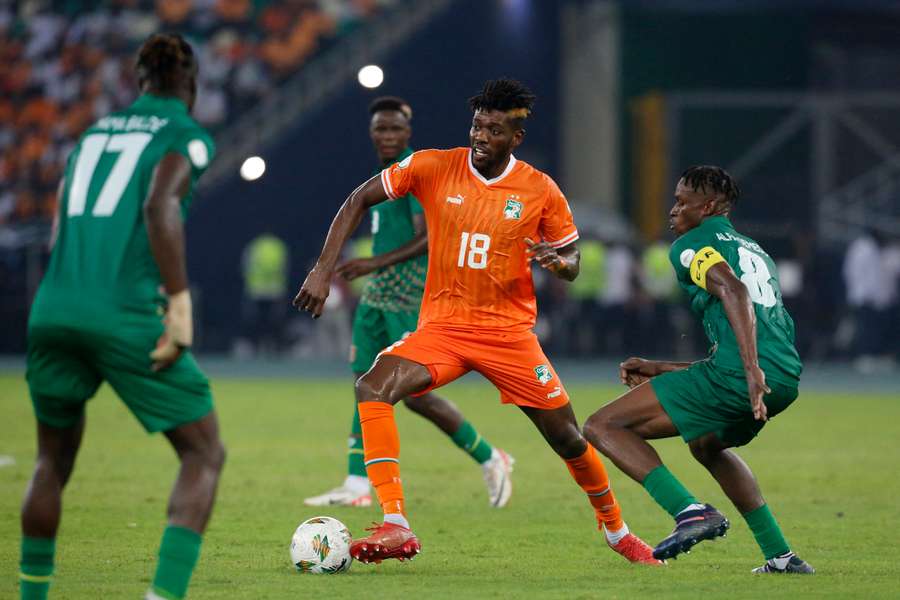 Ivory Coast's Ibrahim Sangare in action with Guinea Bissau's Alfa Semedo