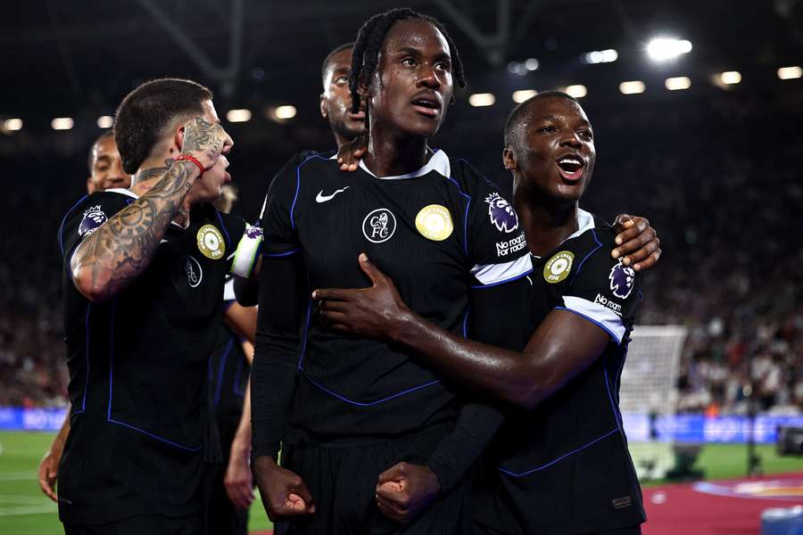 Trevoh Chalobah celebrates with teammates after scoring Chelsea's fifth goal against West Ham on Friday Trevoh Chalobah celebrates with teammates after scoring Chelsea's fifth goal against West Ham on Friday