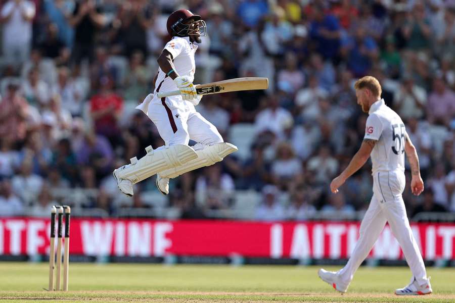 Hodge celebrates after reaching his maiden Test century