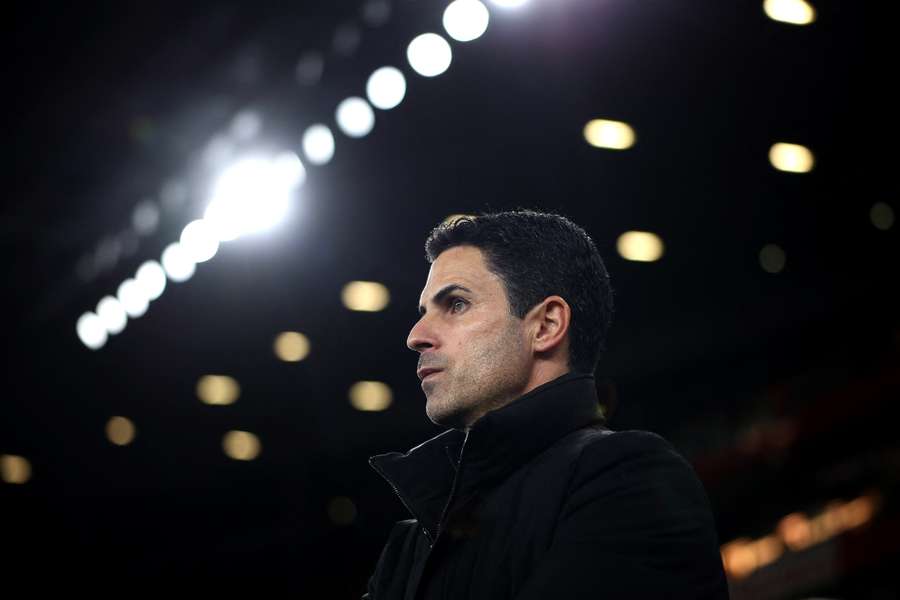 Arteta looks on Arteta looks on