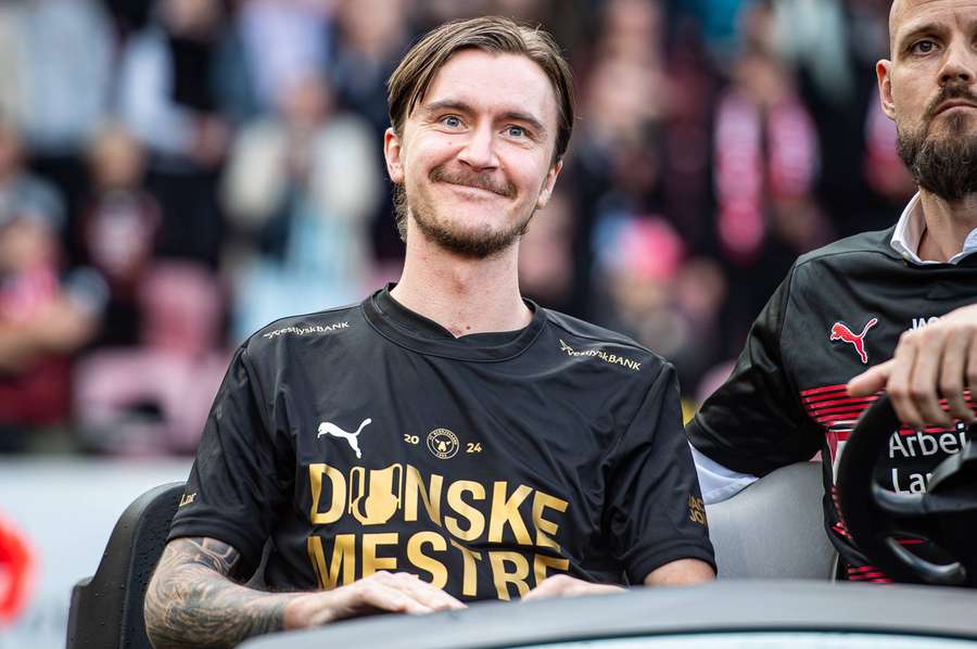 Kristoffer Olsson when he celebrated the Danish title with FC Midtjylland